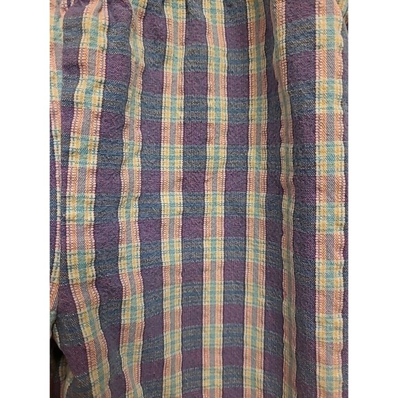 Osh Kosh B’Gosh Vintage Vestbak Pink Purple Plaid Overalls Bubble 4T Romper Deni - Picture 4 of 11